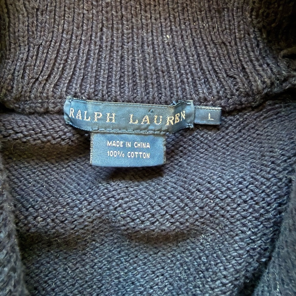 Ralph Lauren Blue Label Navy Shawl Collar Cotton Cardigan Women’s Large - Picture 6 of 7